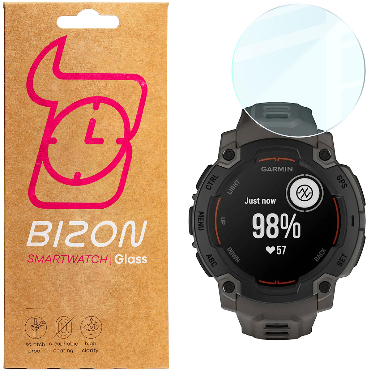 Szkło hartowane na ekran Bizon Glass Watch Clear do Garmin Instinct E 45 mm