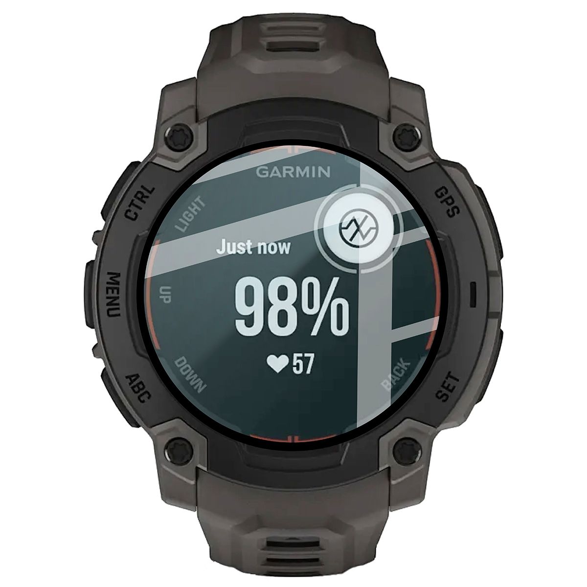 Hybridglas mit schwarzem Rahmen, perfekt angepasst an Garmin Instinct E 45 mm