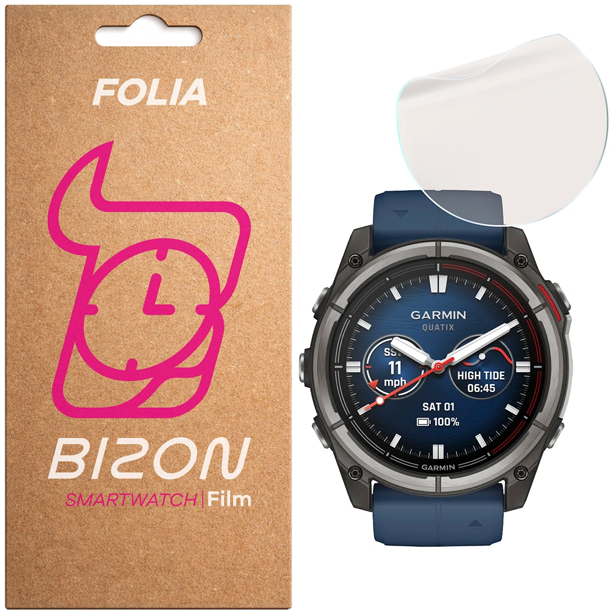 Folia matowa na ekran Bizon Watch Film Sun do Garmin Quatix 8 Pro 47 mm, 1 sztuka
