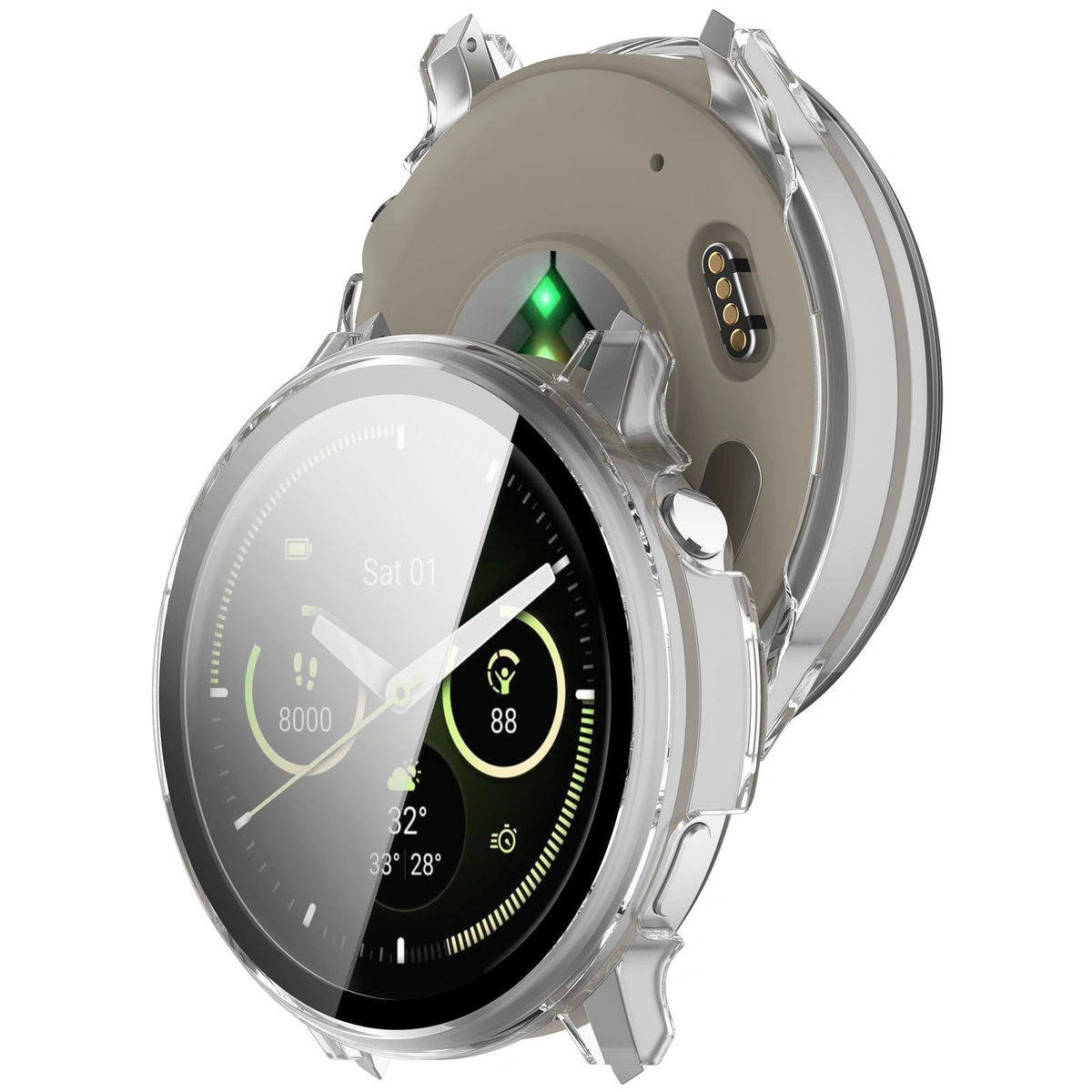 Carcasă cu sticlă integrată Bizon Case+Glass Watch pentru Garmin Venu 4 45 mm