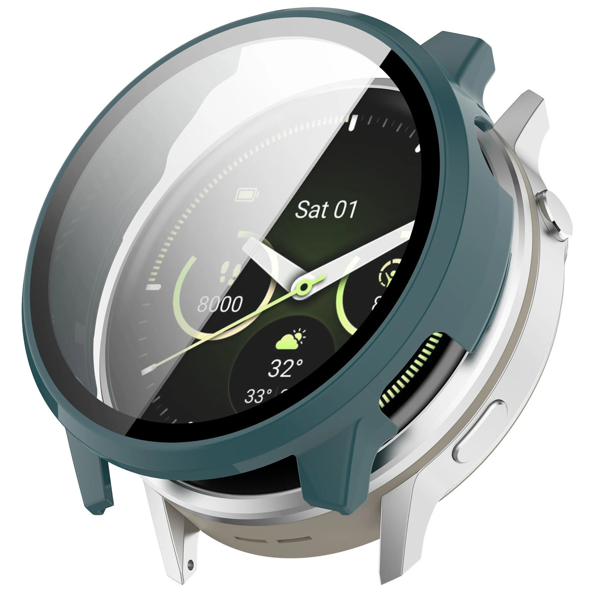 Vizualizare aplicare carcasă Bizon Case+Glass Watch pentru Garmin Venu 4 45 mm