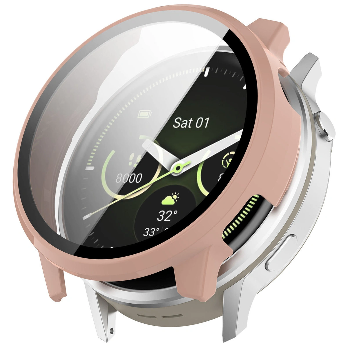 Vizualizarea montării carcasei Bizon Case+Glass Watch pentru Garmin Venu 4 45 mm