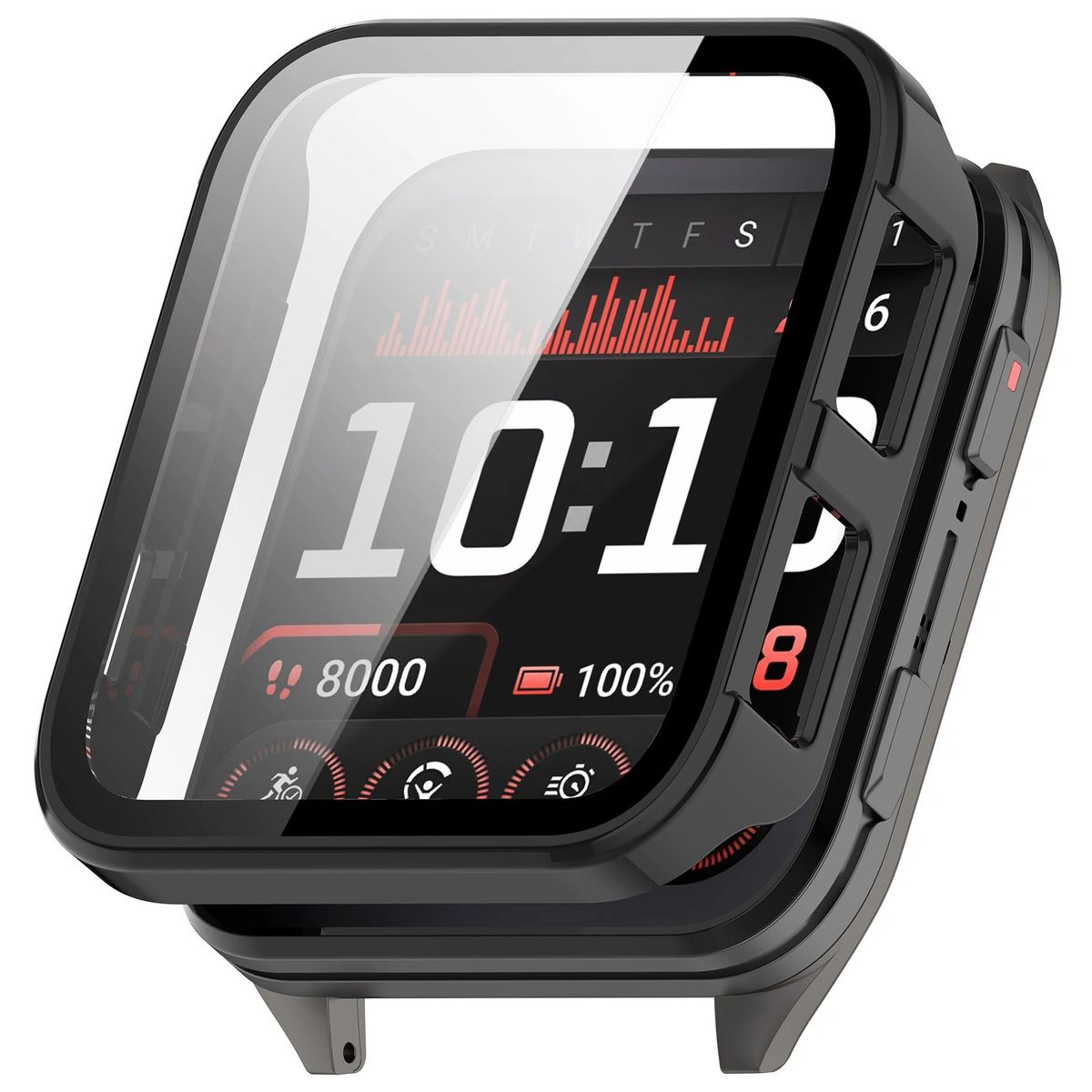 Visual representation of applying Bizon Case+Glass Watch for Galaxy Watch 8 44 mm