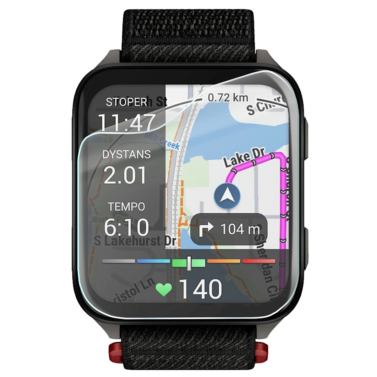 Bizon Watch Film HydroFlex hydrogel film for Garmin Venu X1 on the watch
