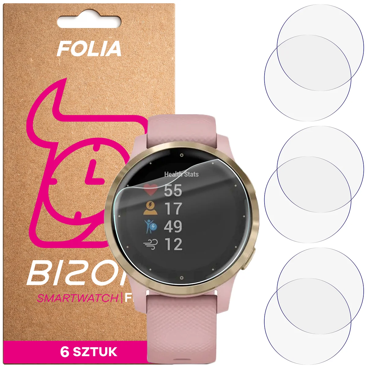 Folia hydrożelowa Bizon Watch Film HydroFlex dla Garmin Vivoactive 4S
