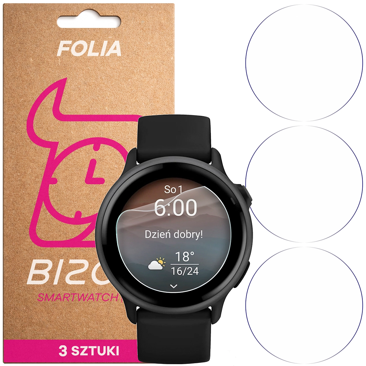 Folia hydrożelowa Bizon Watch Film HydroFlex dla Garmin Vivoactive 6