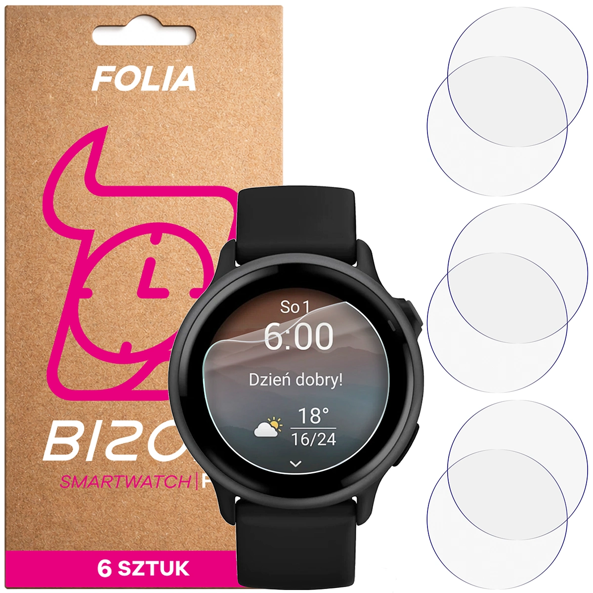 Hydrogelová fólie Bizon Watch Film HydroFlex pro Garmin Vivoactive 6