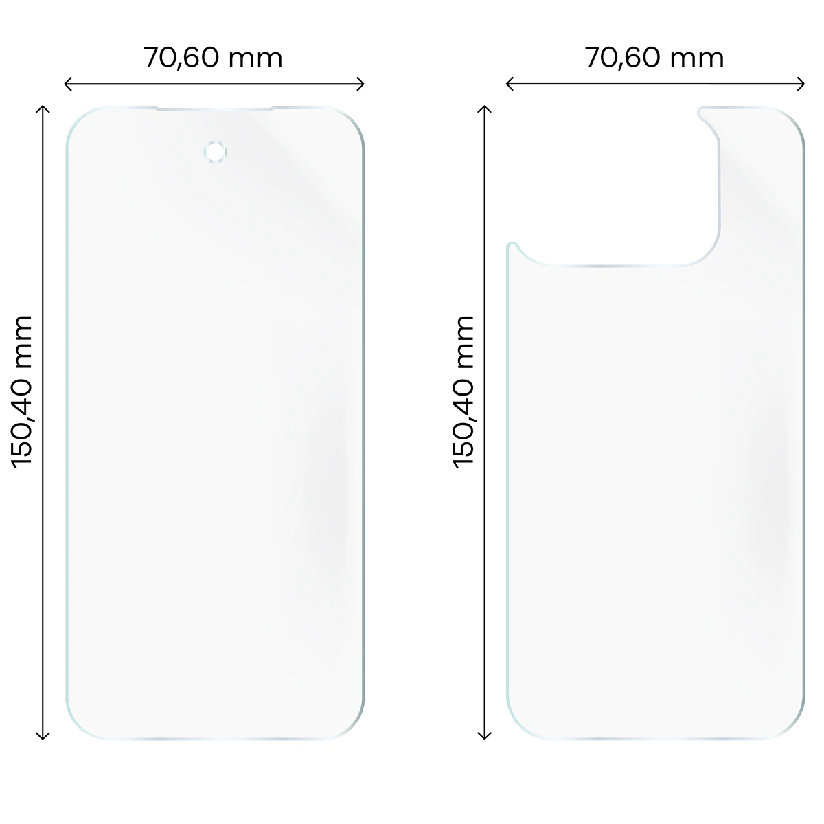 Abmessungen für die Hydrogel-Folie für die Rückseite, kleiner und größerer Bildschirm des Bizon Glass Hydrogel Pack für Google Pixel 10 Pro Fold