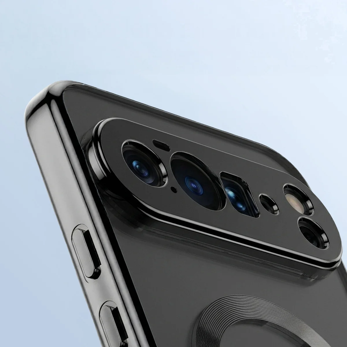 Metaliczna ramka, podniesione krawędzie i zintegrowane osłony w etui Bizon Case EduardO do Google Pixel 10 Pro XL
