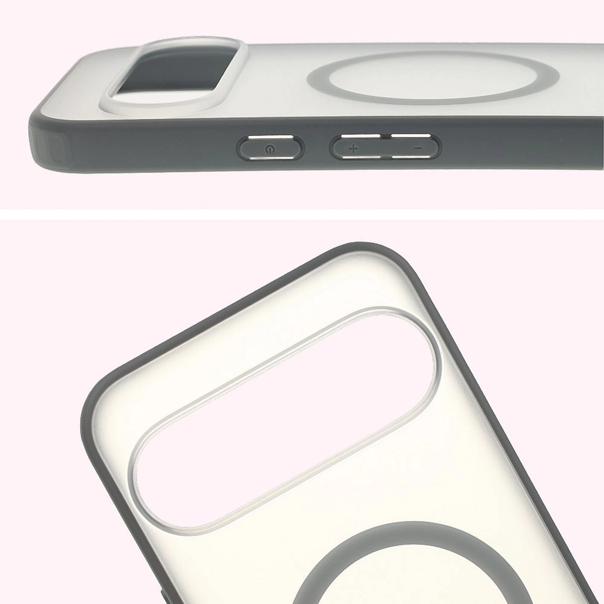 Pełne wycięcie i podwyższone krawędzie aparatu w etui Bizon Case MatteO do Google Pixel 10 Pro XL