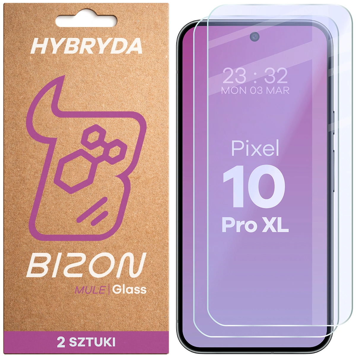 Elastyczne szkło hybrydowe Bizon Glass Mule Duo do Google Pixel 10 Pro XL, 2 sztuki