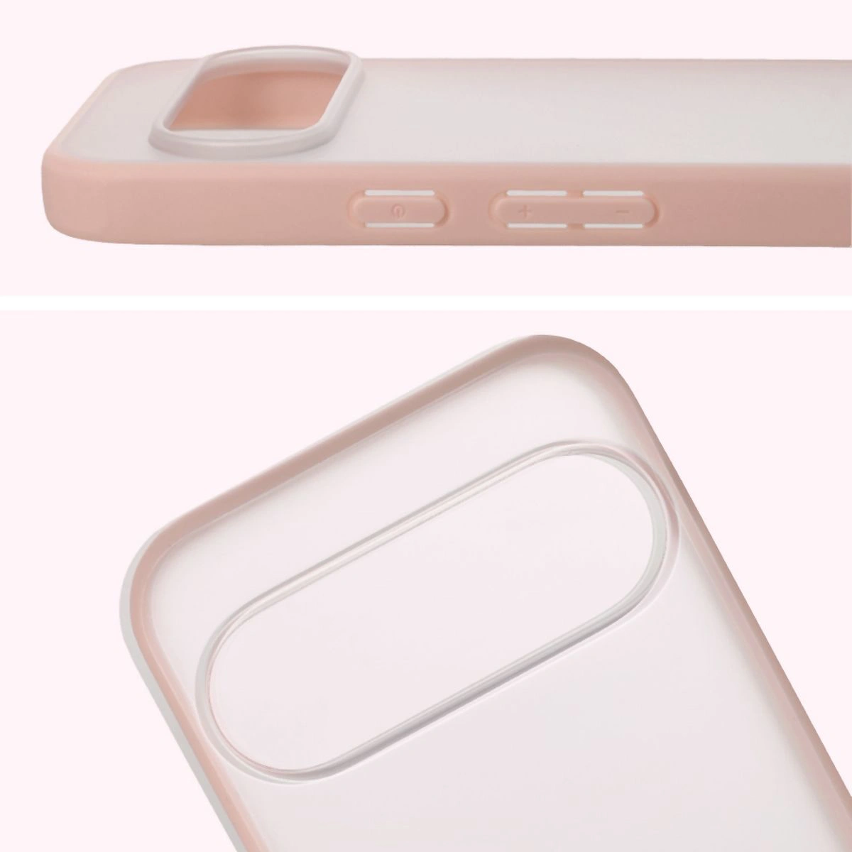 Pełne wycięcie i podwyższone krawędzie aparatu w etui Bizon Case Angelo do Google Pixel 10 / Google Pixel 10 Pro