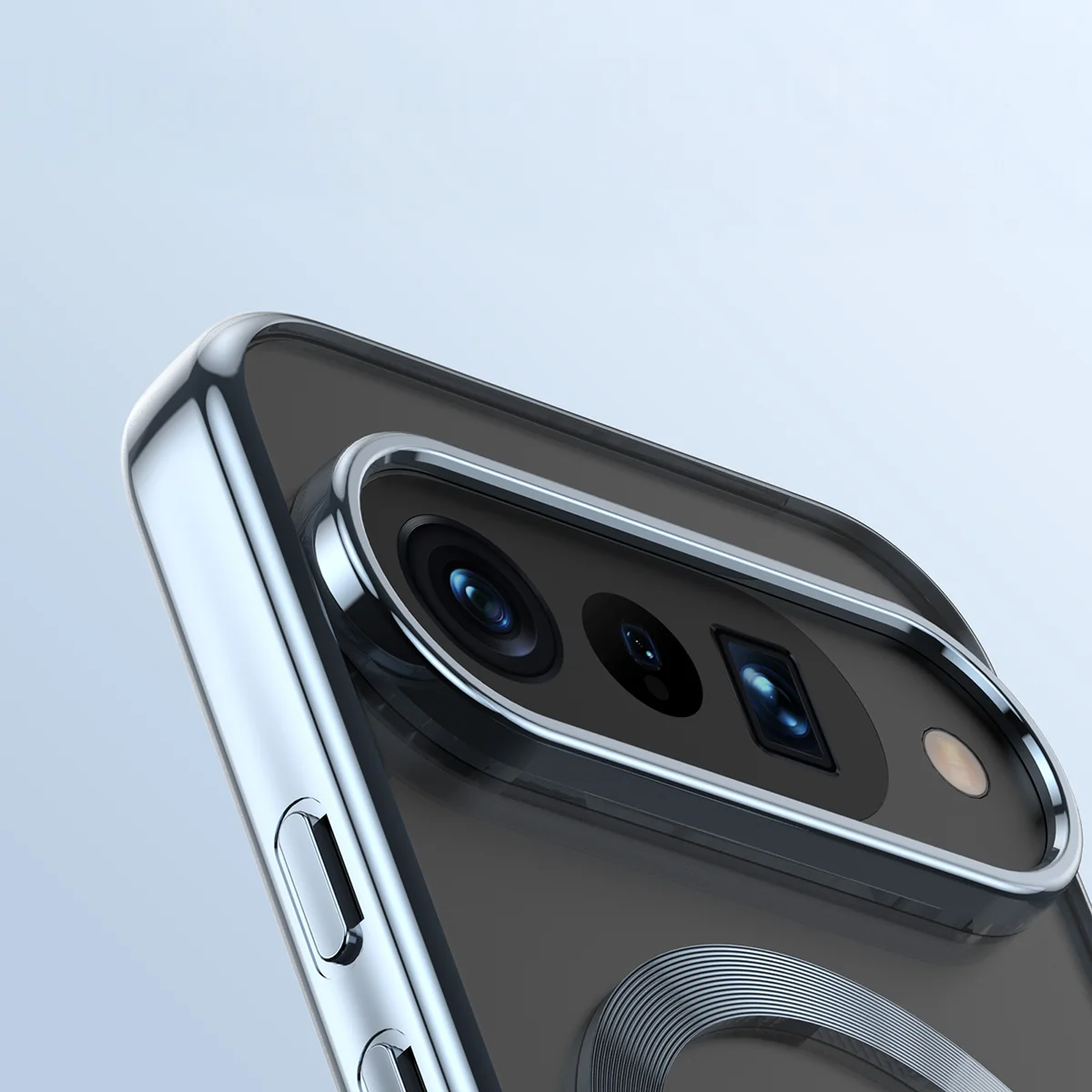 Metaliczna ramka, podniesione krawędzie i zintegrowane osłony w etui Bizon Case EduardO do Google Pixel 10 / Google Pixel 10 Pro