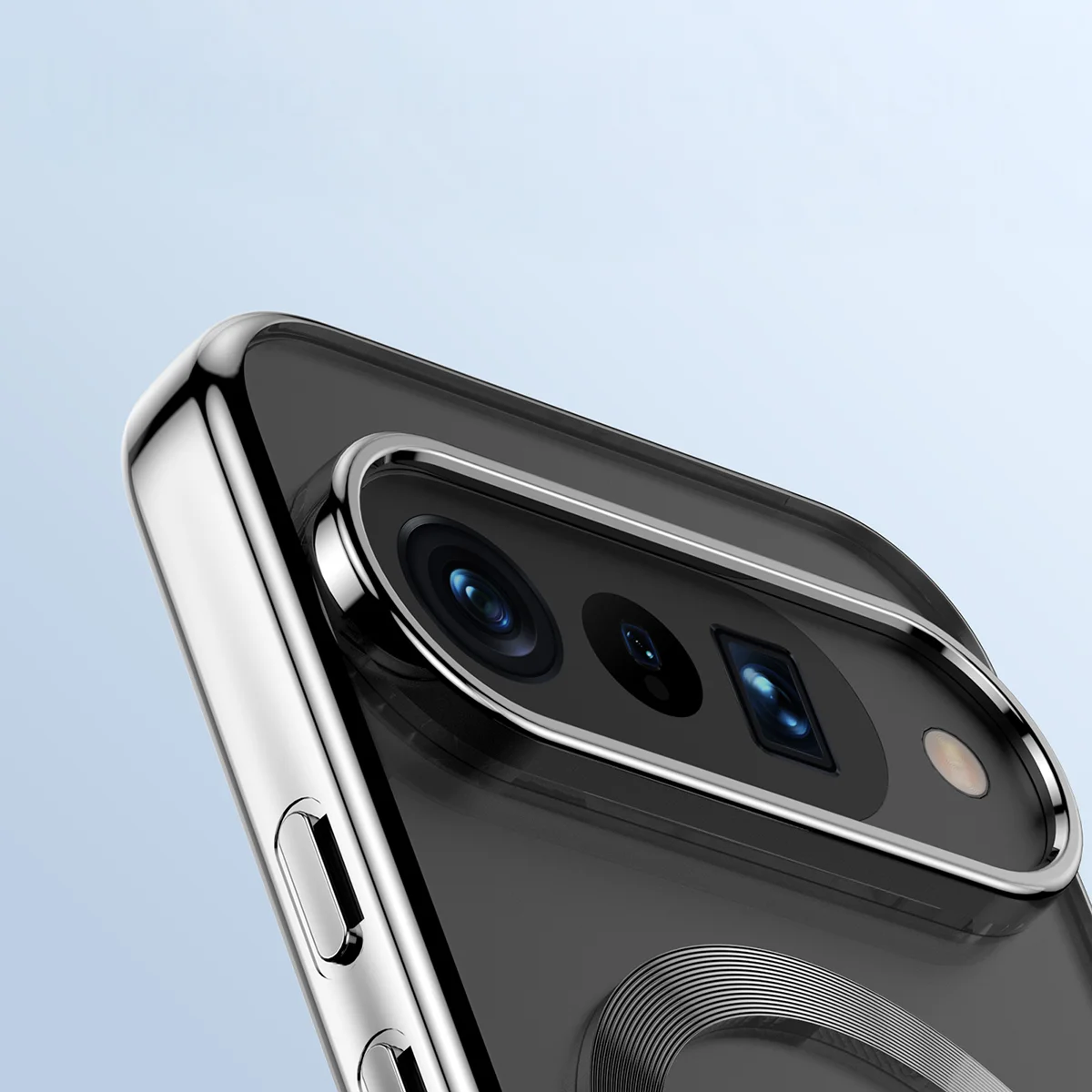 Metaliczna ramka, podniesione krawędzie i zintegrowane osłony w etui Bizon Case EduardO do Google Pixel 10 / Google Pixel 10 Pro