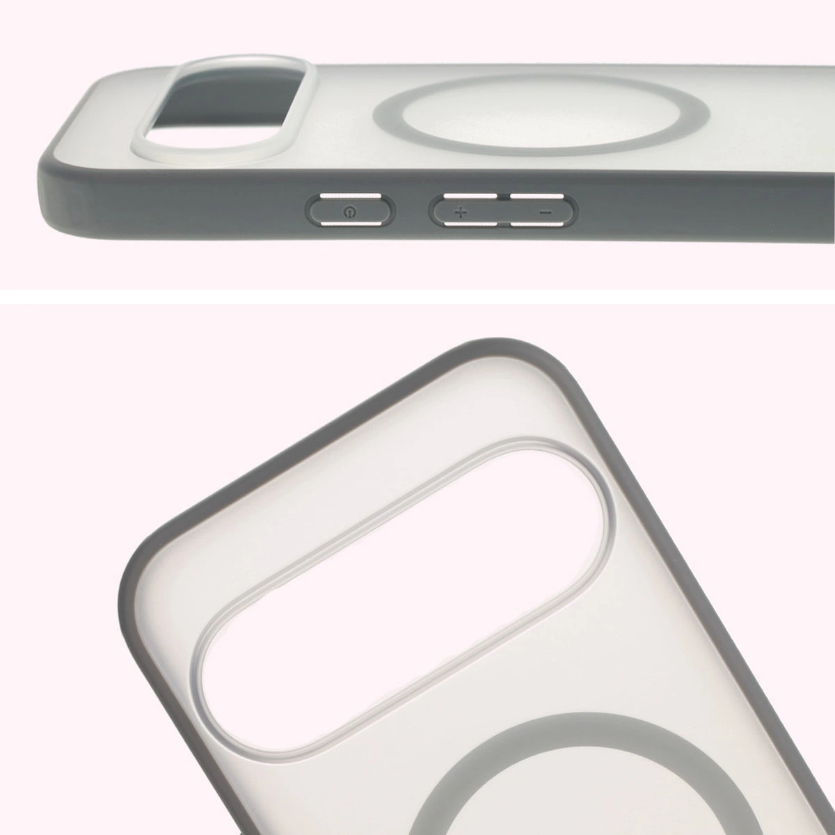 Pełne wycięcie i podwyższone krawędzie aparatu w etui Bizon Case MatteO do Google Pixel 10 / Google Pixel 10 Pro