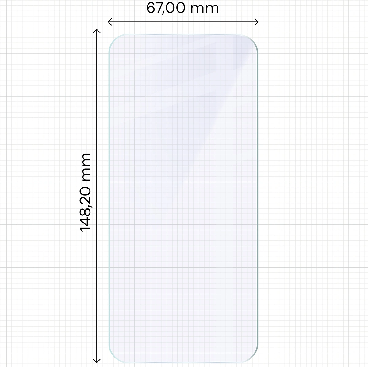 Miarka z wymiarami szkła hybrydowego Bizon Glass Mule do Google Pixel 10