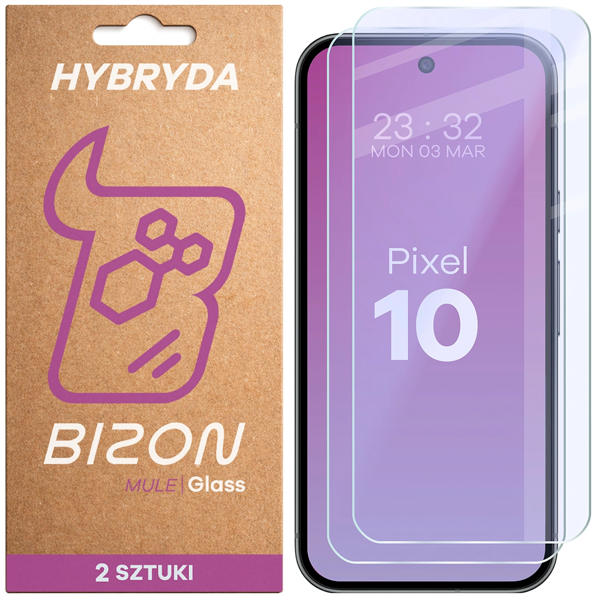 Elastyczne szkło hybrydowe Bizon Glass Mule Duo do Google Pixel 10, 2 sztuki