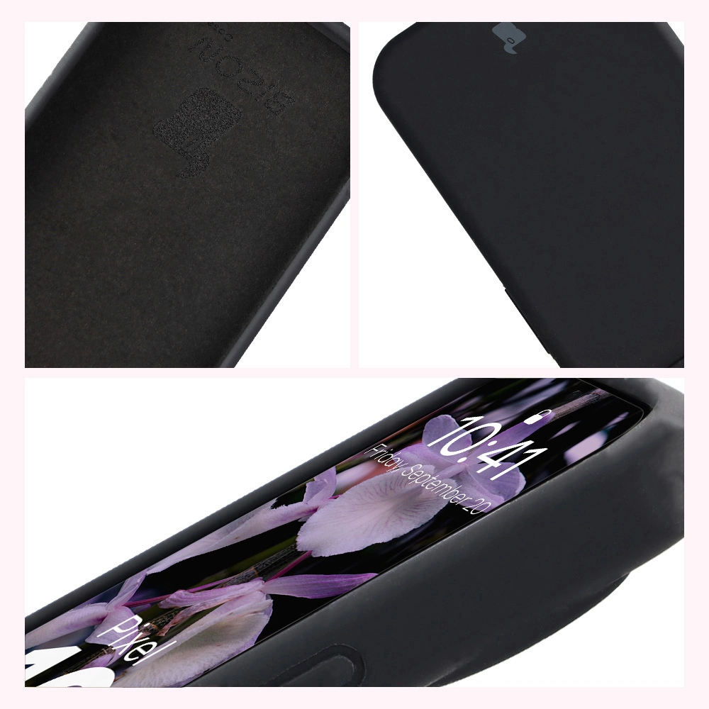 Konstrukcja etui Bizon Soft Case: zintegrowane osłony, podwyższone krawędzie i wyściółka z mikrofibry do Google Pixel 10 / Google Pixel 10 Pro