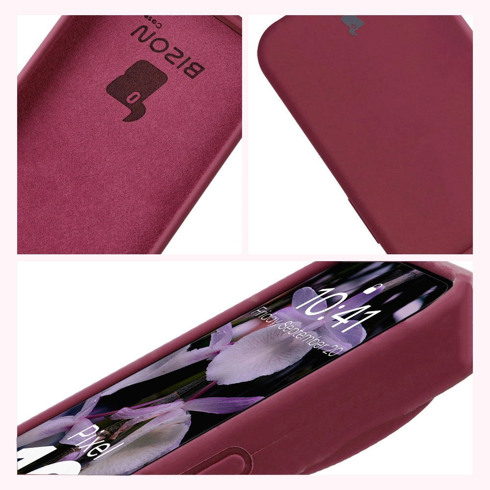 Konstrukcja etui Bizon Soft Case: zintegrowane osłony, podwyższone krawędzie i wyściółka z mikrofibry do Google Pixel 10 / Google Pixel 10 Pro