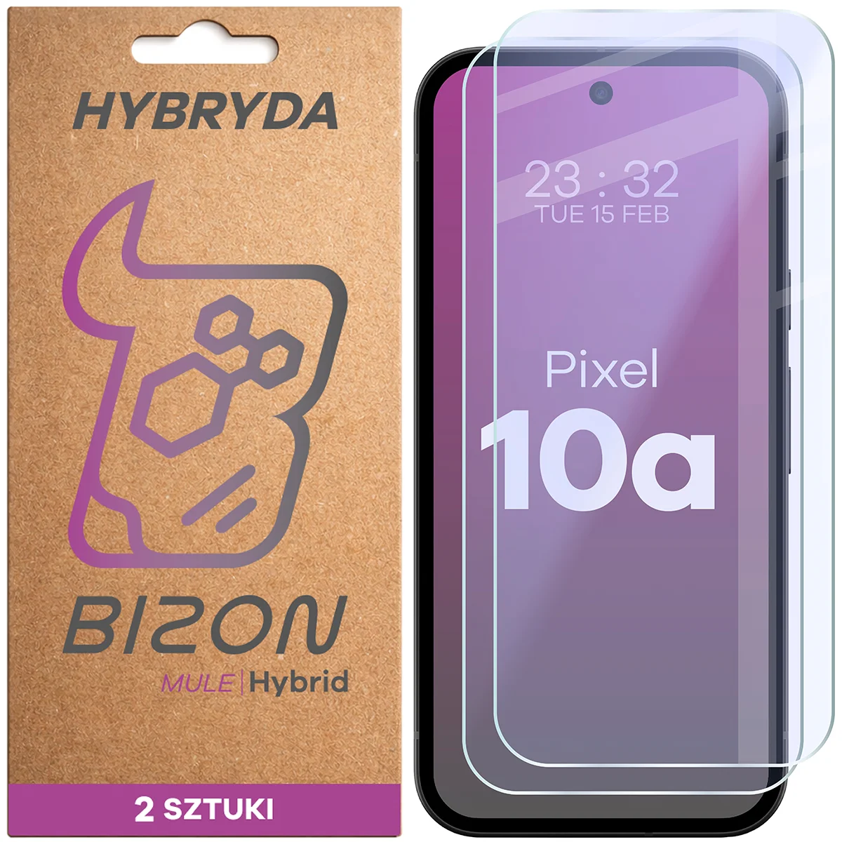 Elastyczne szkło hybrydowe Bizon Hybrid Mule Duo do Google Pixel 10a, 2 sztuki