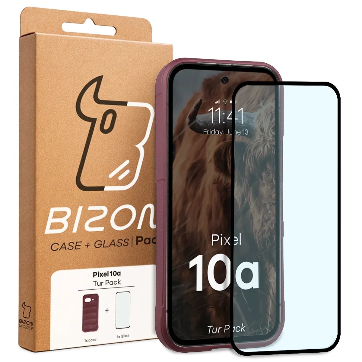 Front of the Bison Tur Pack box with a dedicated label for Google Pixel 10a