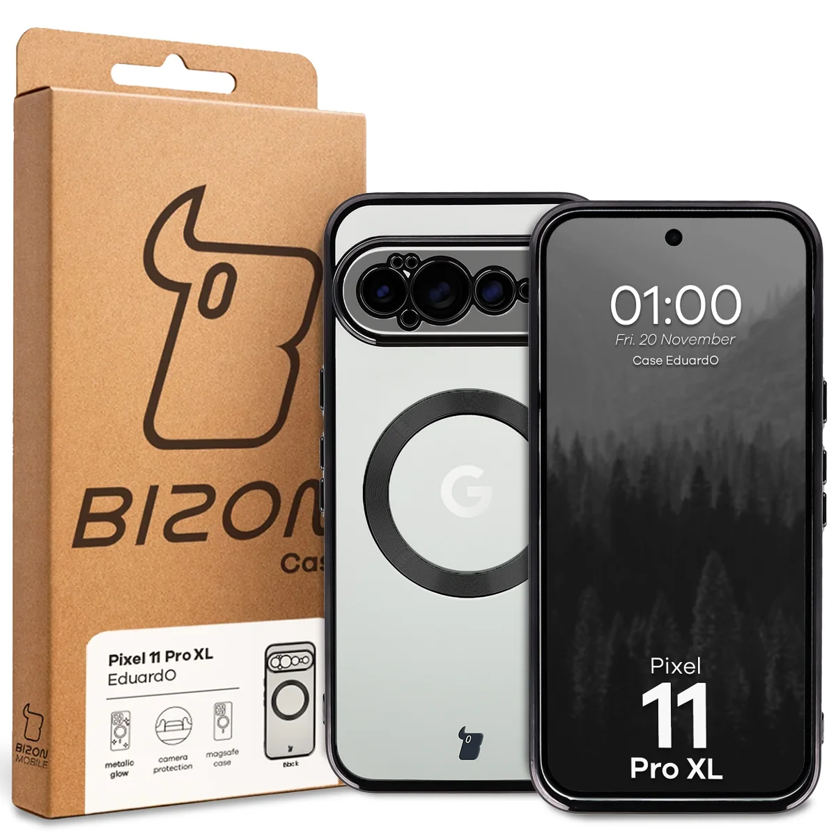 Front of the Bizon Case box with a dedicated label for Google Pixel 11 Pro XL