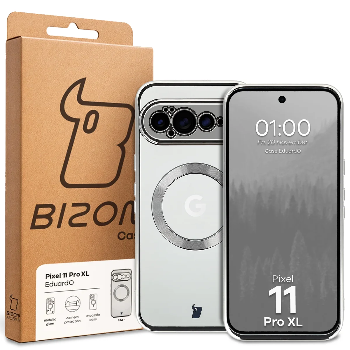 Front of the Bizon Case box with a dedicated label for Google Pixel 11 Pro XL