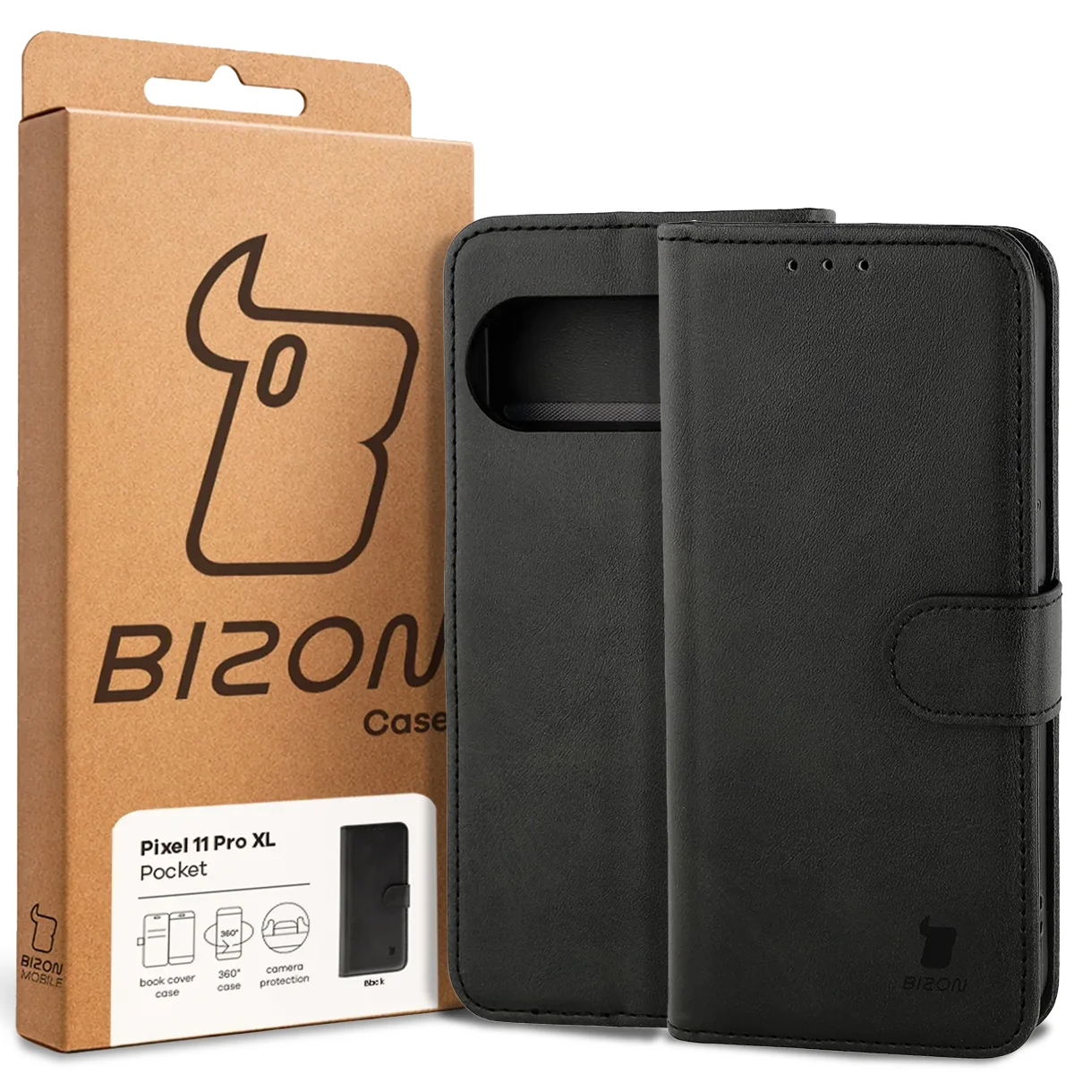 Front of the Bison Case box with a dedicated label for Google Pixel 11 Pro XL