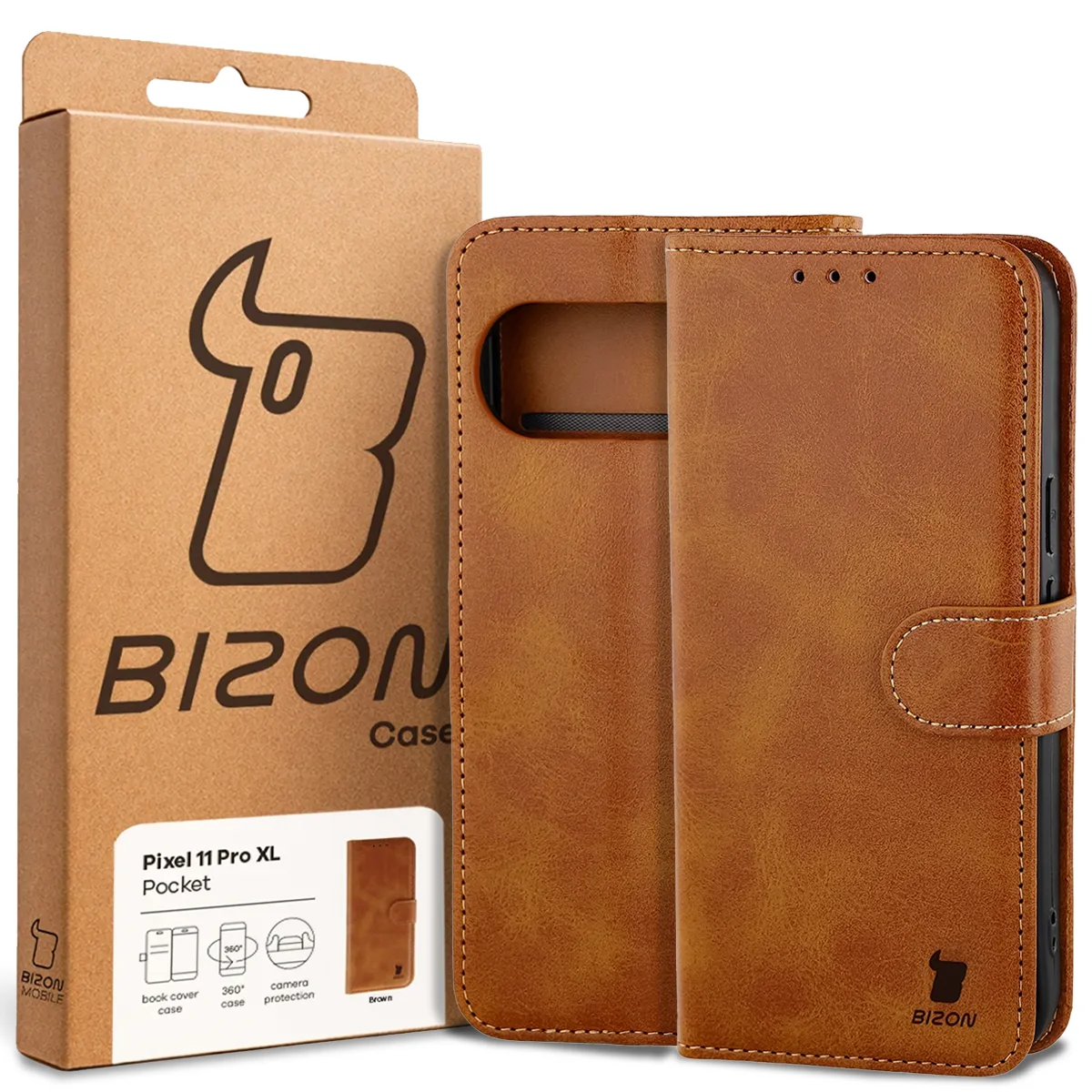 Front of the Bison Case box with a dedicated label for Google Pixel 11 Pro XL