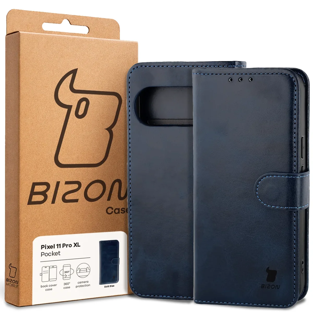 Front of the Bison Case box with a dedicated label for Google Pixel 11 Pro XL