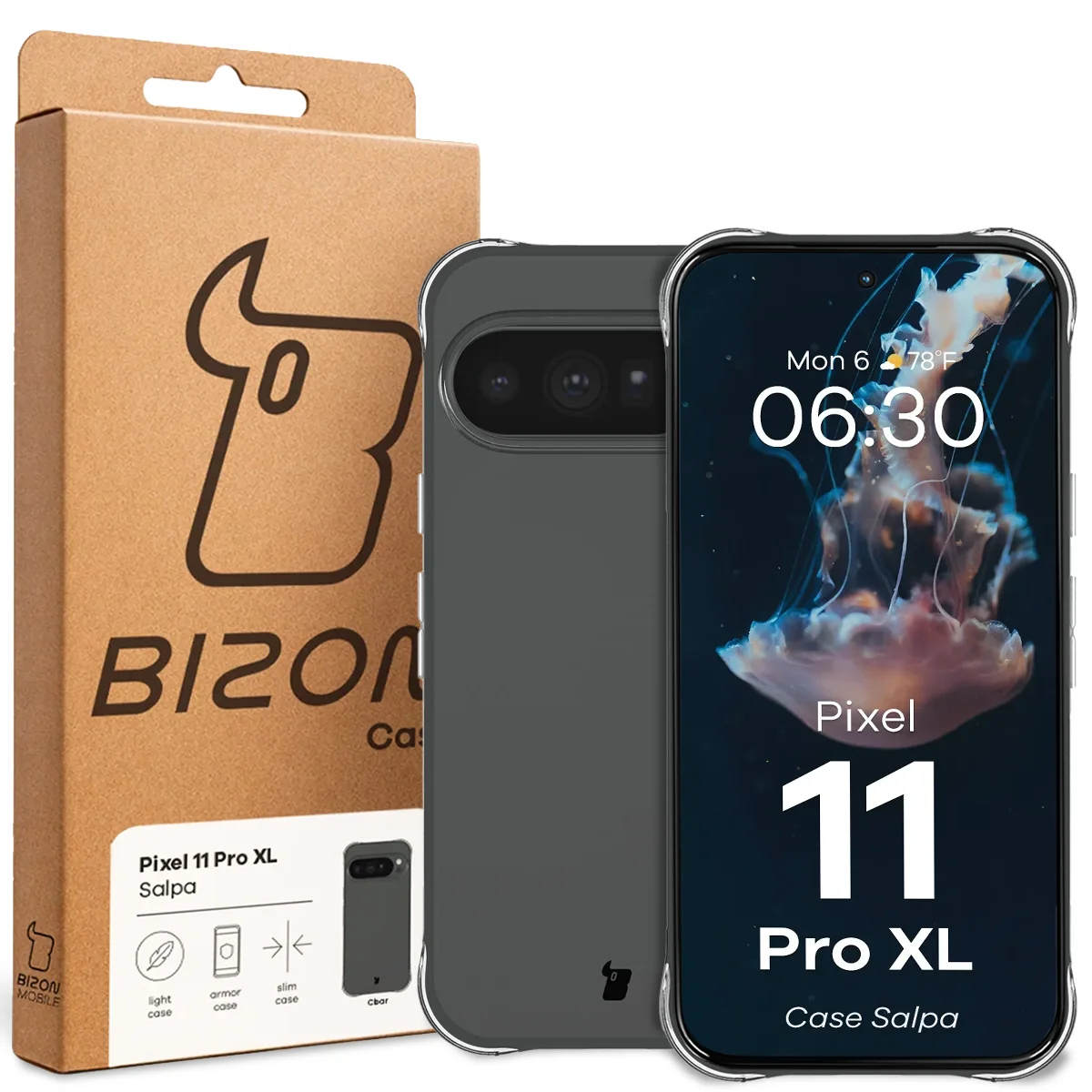 Front of the Bizon Case box with a dedicated label for Google Pixel 11 Pro XL