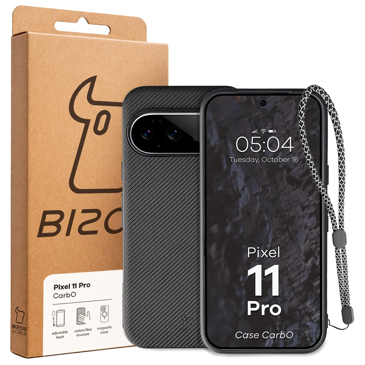 Front of the Bizon Case box with a dedicated label for Google Pixel 11 Pro