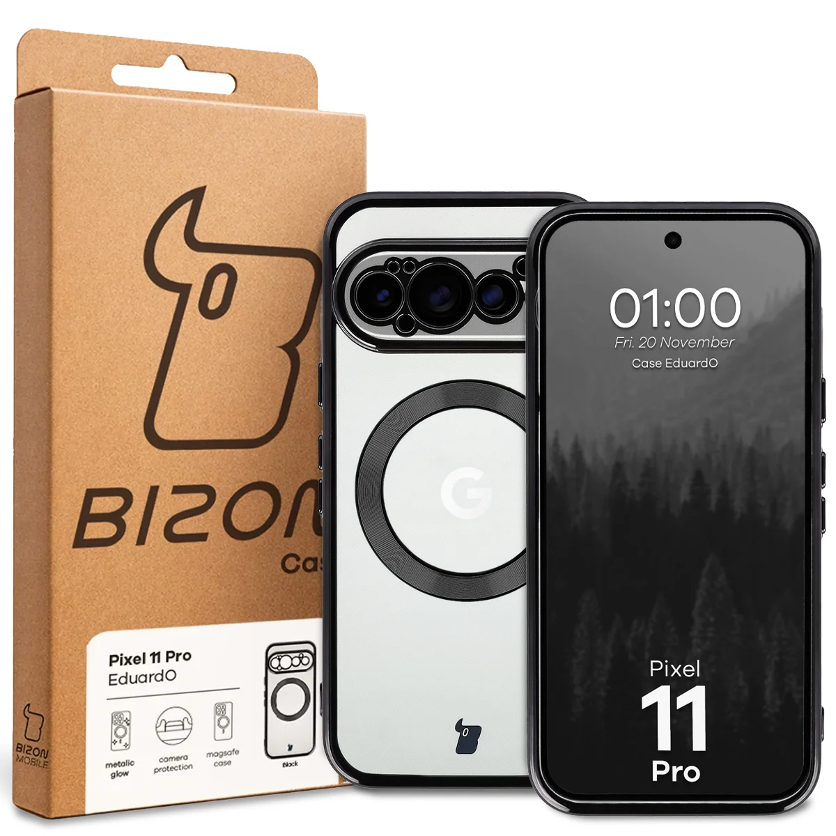 Front of the Bizon Case box with a dedicated label for Google Pixel 11 Pro