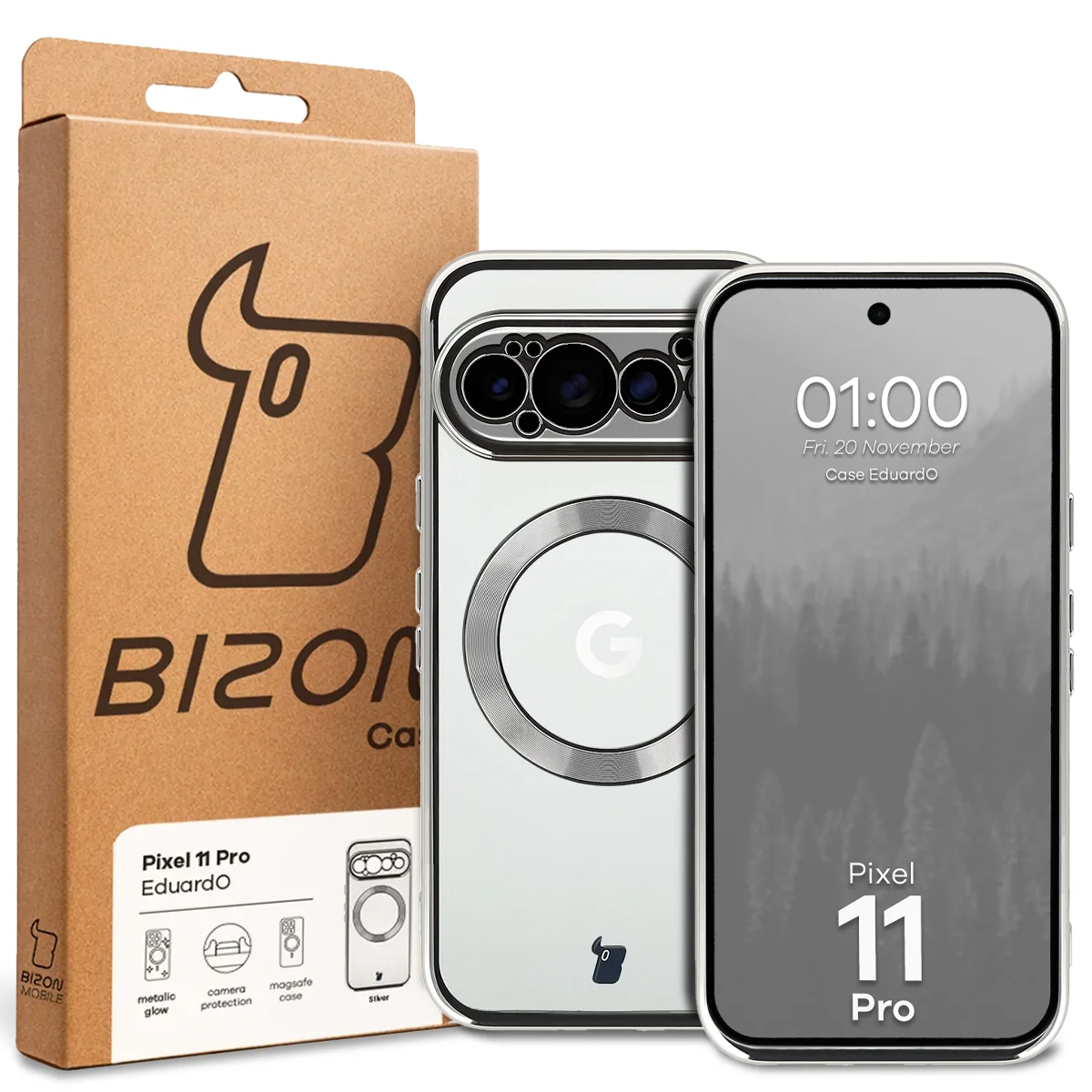 Front of the Bizon Case box with a dedicated label for Google Pixel 11 Pro