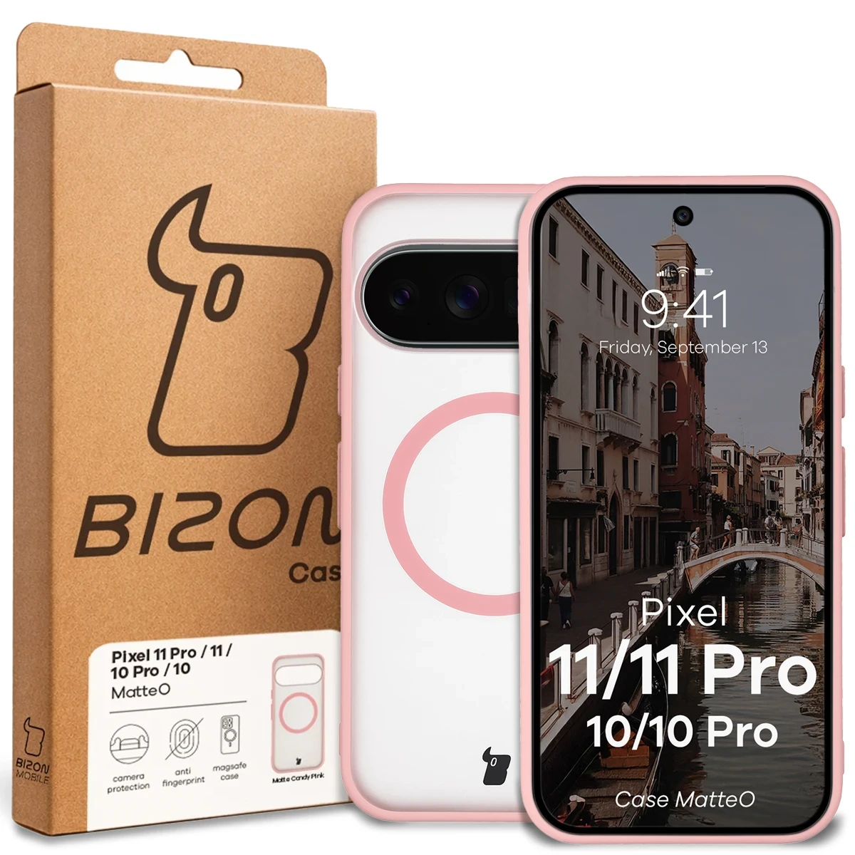Front of the Bizon Case box with a dedicated label for Google Pixel 11 / 11Pro / 10 / 10 Pro