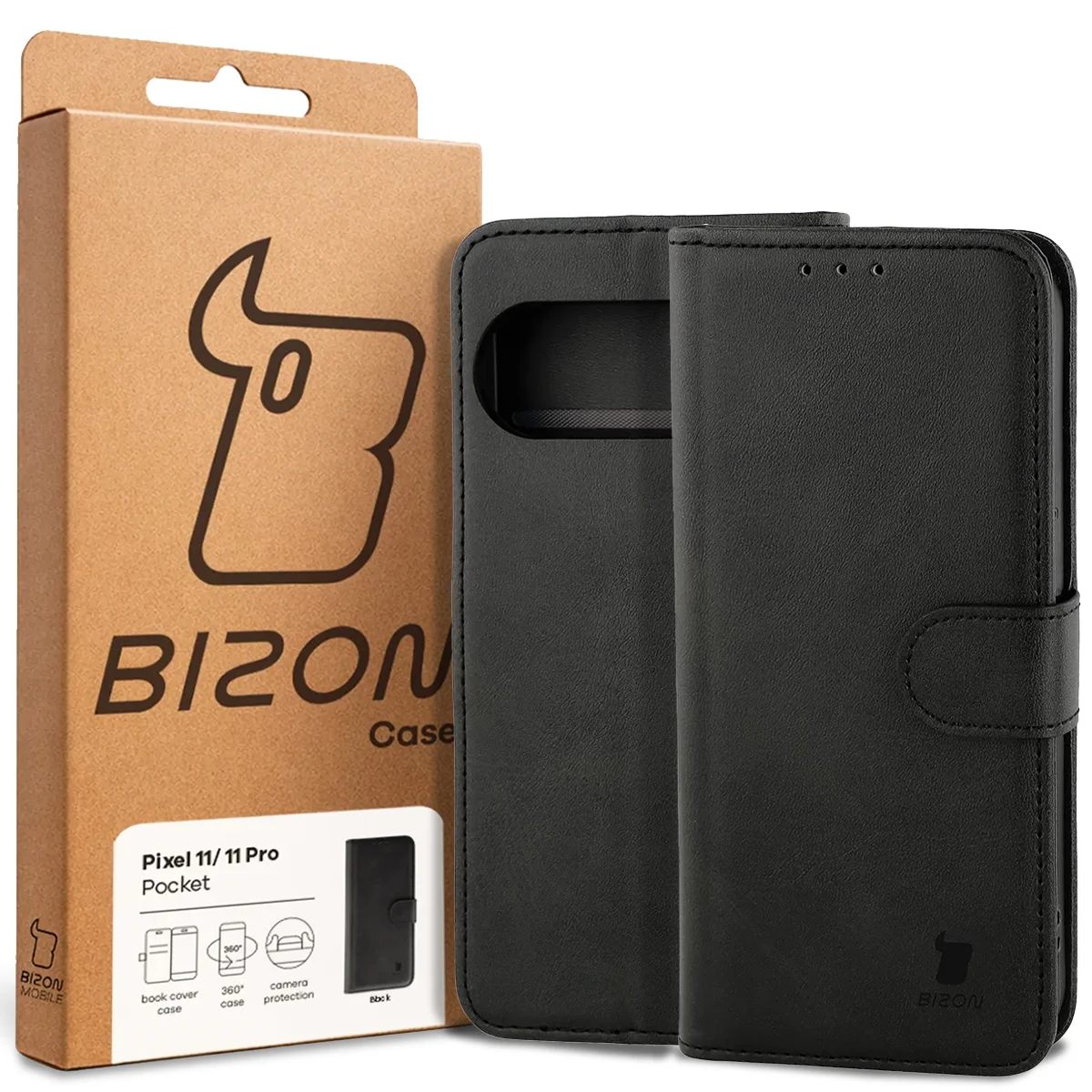 Front of the Bison Case box with a dedicated label for Google Pixel 11 / 11 Pro