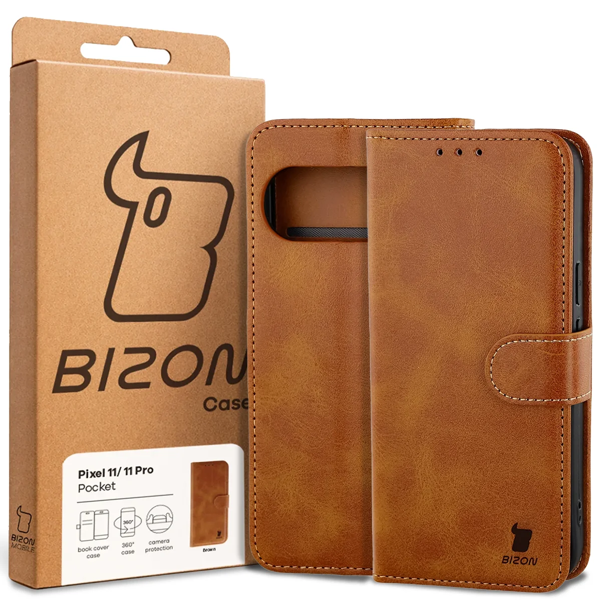 Front of the Bison Case box with a dedicated label for Google Pixel 11 / 11 Pro