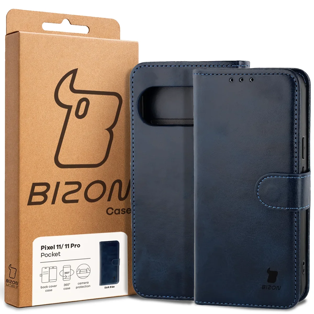 Front of the Bison Case box with a dedicated label for Google Pixel 11 / 11 Pro