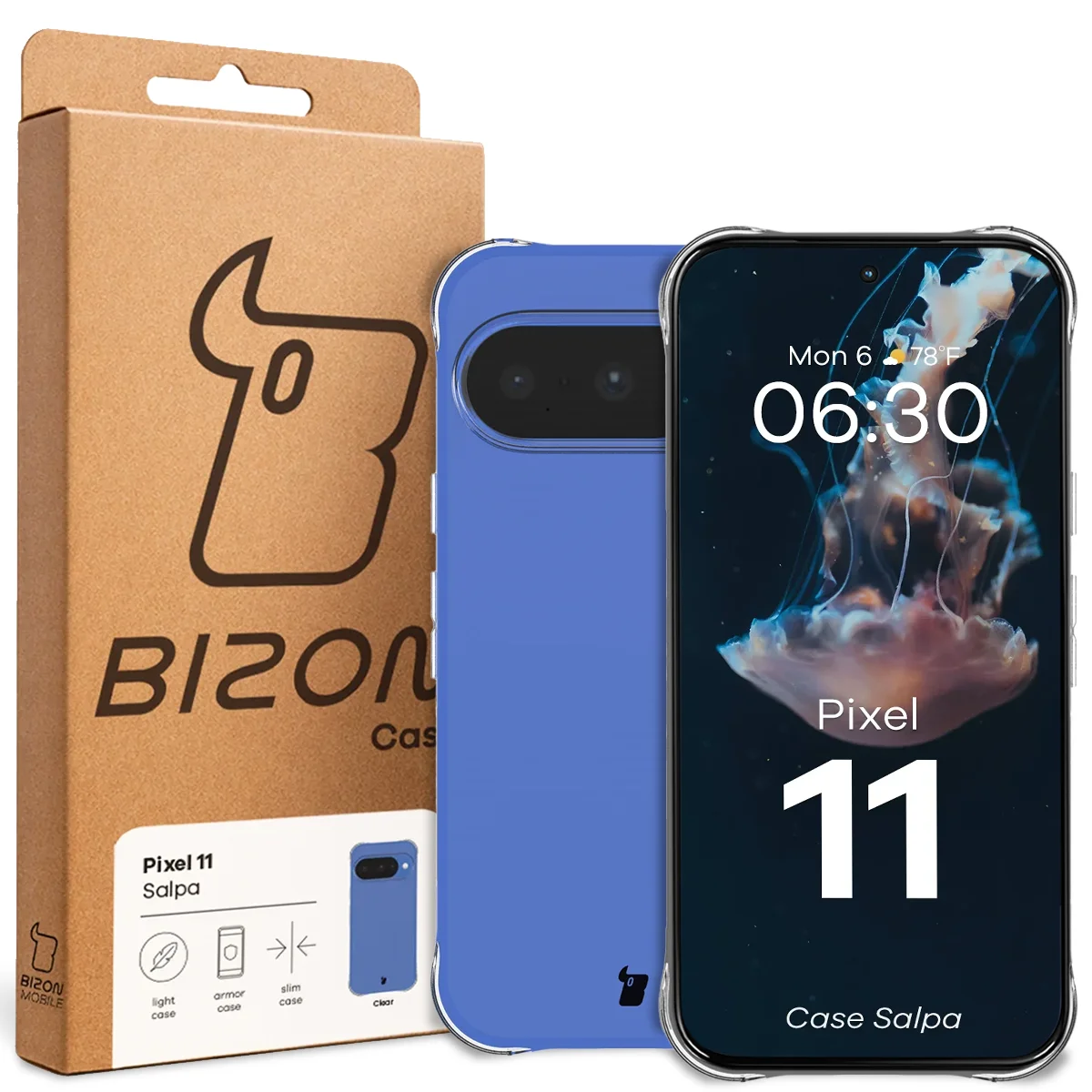 Front of the Bizon Case box with a dedicated label for Google Pixel 11