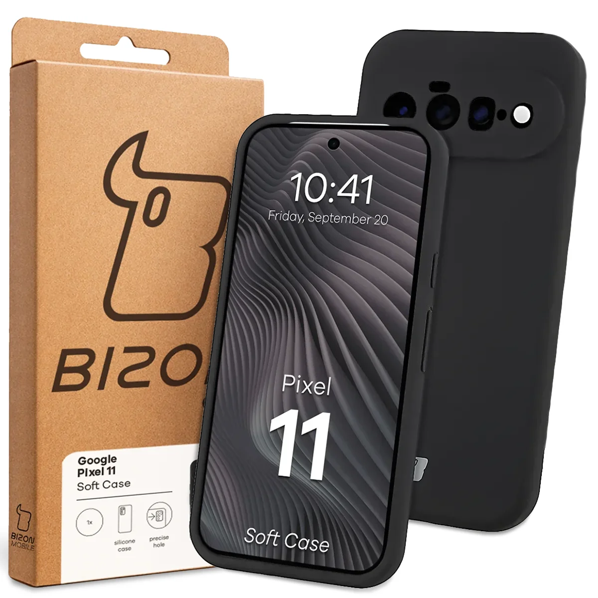 Front of the Bison Case box with a dedicated label for Google Pixel 11