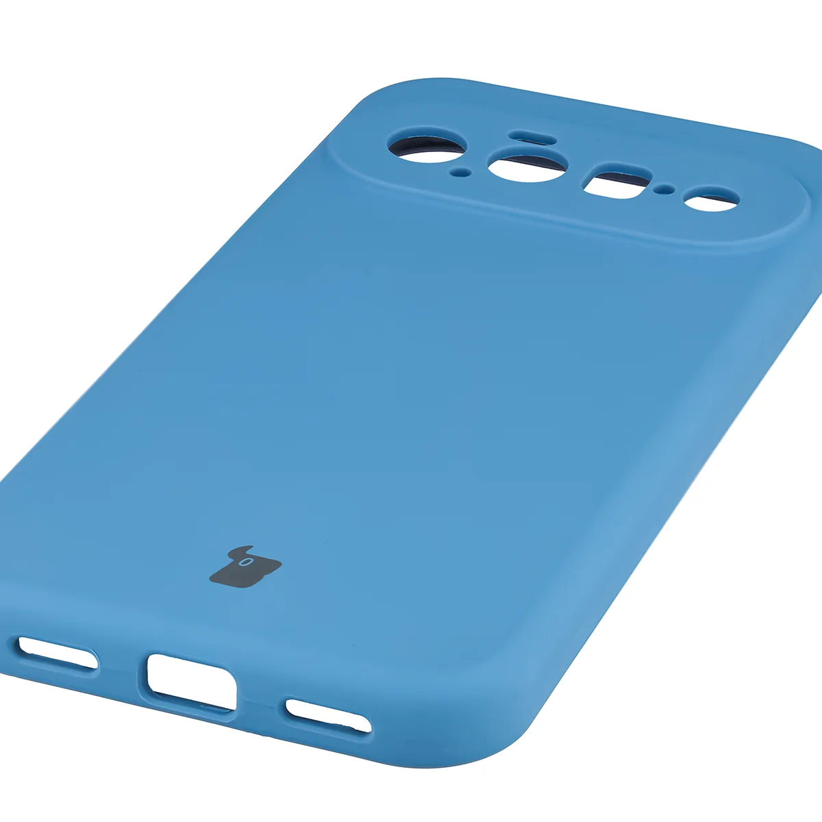 Close-up of precise cutouts and wireless charging capability in the Bison Soft Case for Google Pixel 11