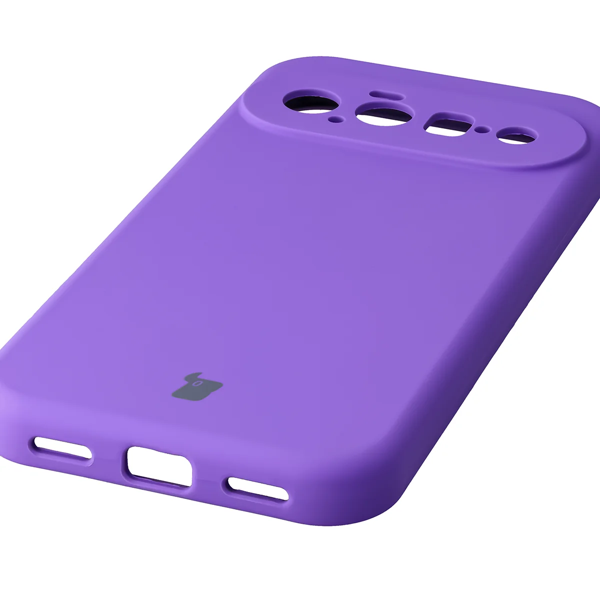 Close-up of precise cutouts and wireless charging capability in the Bison Soft Case for Google Pixel 11
