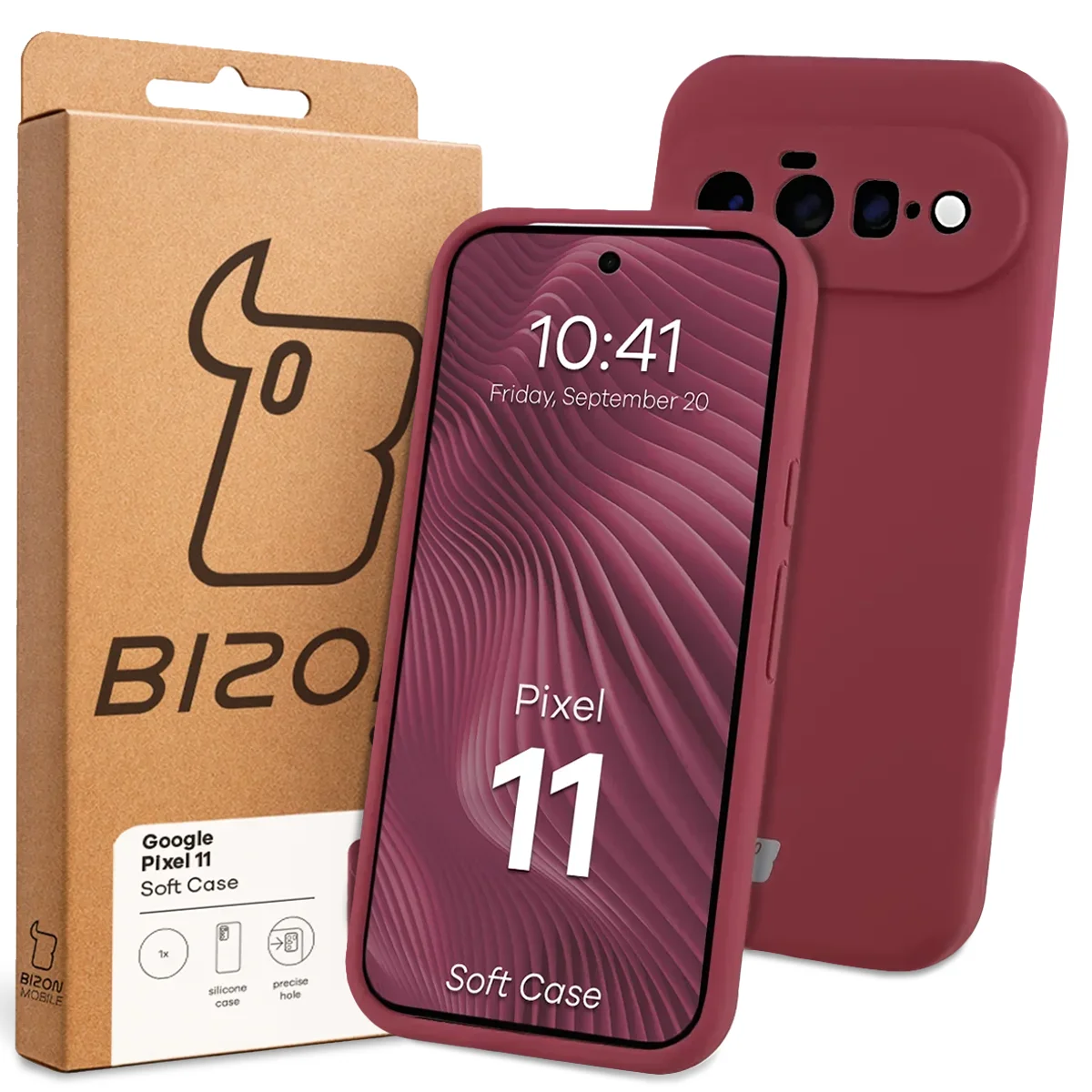 Front of the Bison Case box with a dedicated label for Google Pixel 11