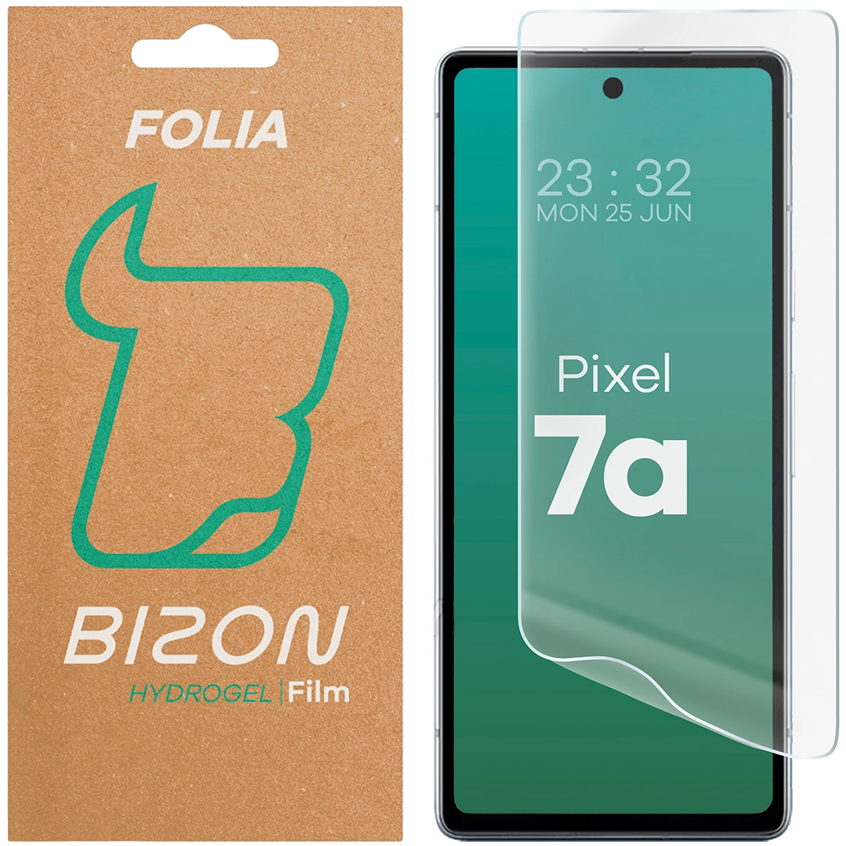 Box and hydrogel film for Bison Glass Hydrogel Front for Google Pixel 7A