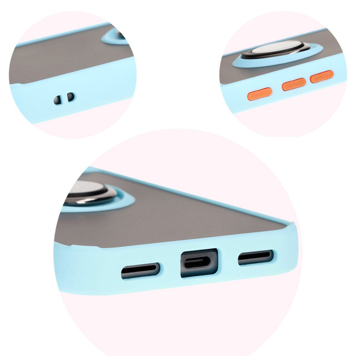 Decupaje precise, capace integrate și decupaj pentru lanyard în husa Bizon Case Hybrid Ring