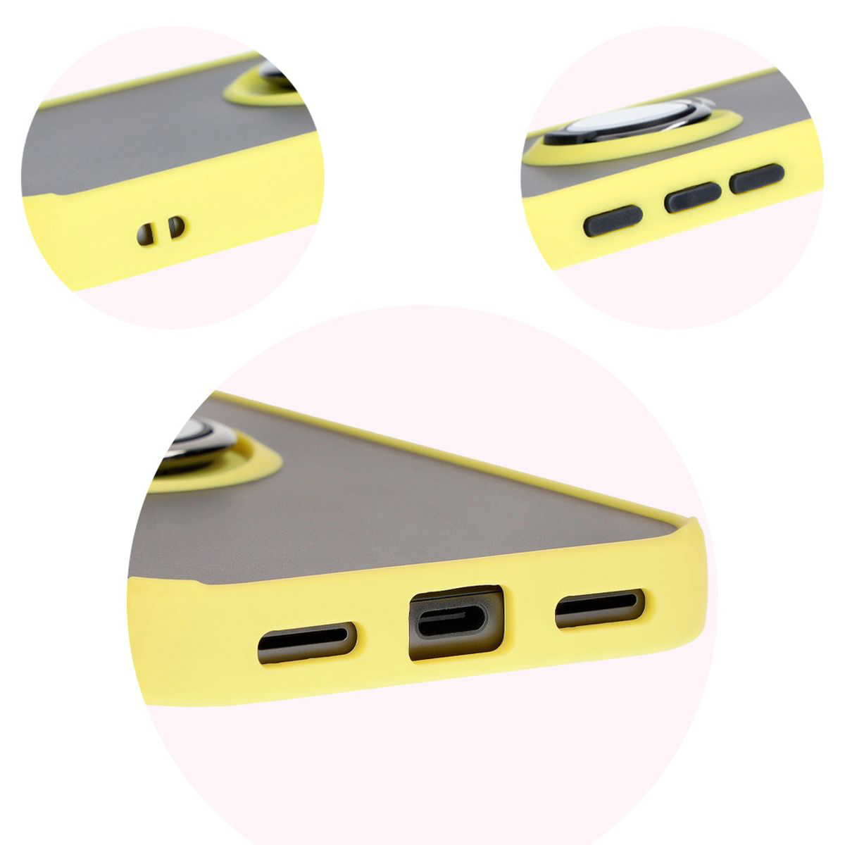 Decupaje precise, capace integrate și decupaj pentru lanț în etui Bizon Case Hybrid Ring