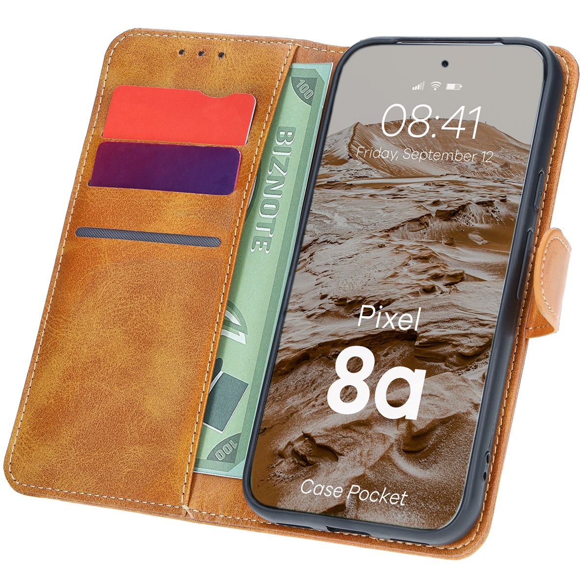 Etui cu clapetă Bizon Case Pocket pentru Google Pixel 8a
