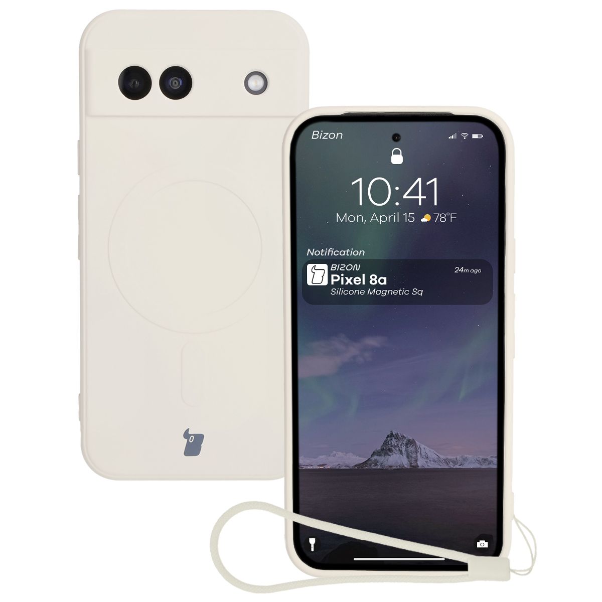 Husă cu inel magnetic Bizon Case Silicone Magnetic Sq pentru Google Pixel 8a