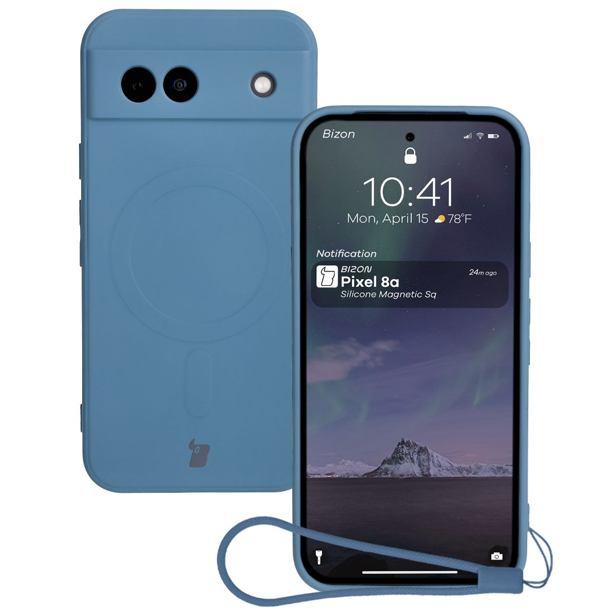 Husă cu inel magnetic Bizon Case Silicone Magnetic Sq pentru Google Pixel 8a