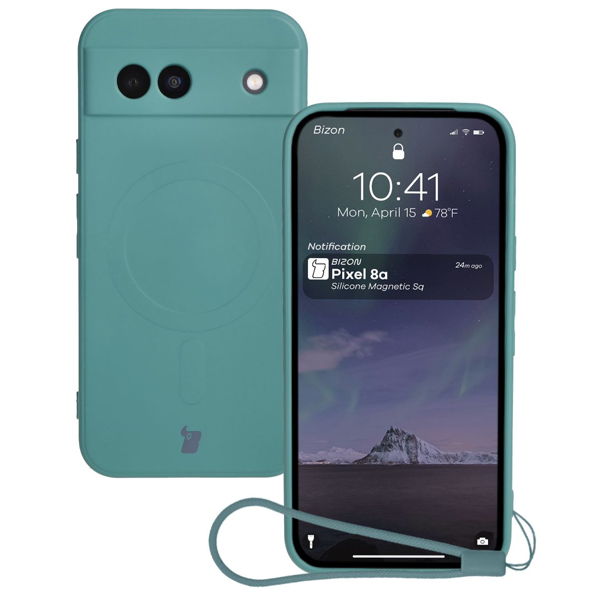 Etui cu inel magnetic Bizon Case Silicone Magnetic Sq pentru Google Pixel 8a